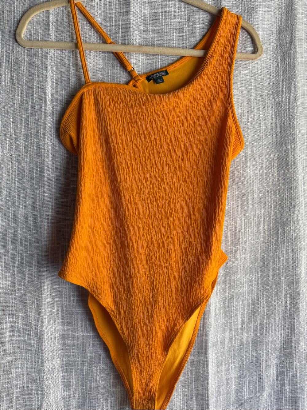 wild fable Orange One-Shoulder Textured Bodysuit